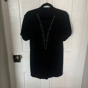 Black Lace-Up Women's Top
